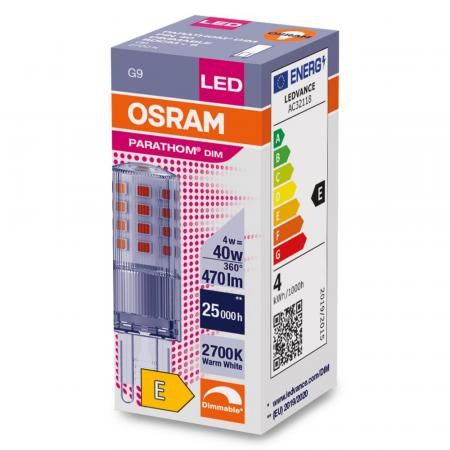 OSRAM G9 PARATHOM LED PIN Stecksockel Lampe 4W wie 40W warmweiße Lichtfarbe Dimmbar